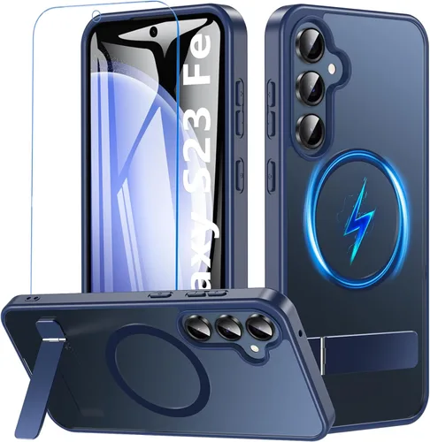 Miniatura 27 de OWKEY Funda para Samsung Galaxy A37/A36 Bark Phone Pro 5G con soporte, magnética, a prueba de golpes, para Magsafe translúcida mate, transparente