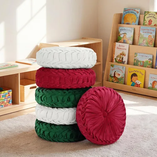 Miniatura 12 de Yerliker 6 cojines de suelo redondos de terciopelo de 15 pulgadas, cojines flexibles y coloridos para sofá, silla, sala de estar, dormitorio