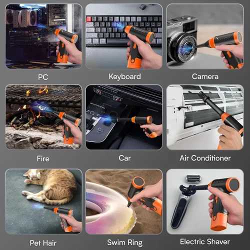 Miniatura 3 de Plumero de aire eléctrico para PC, plumero de aire comprimido para limpieza de teclado, mini soplador recargable de 110,000 RPM para computadora