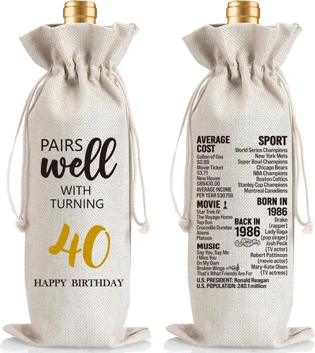 Miniatura 15 de Ideas de regalo de cumpleaños 60 para mujeres y hombres, decoración de fiesta de cumpleaños de 60 años, regalos de bolsa de vino, decoración