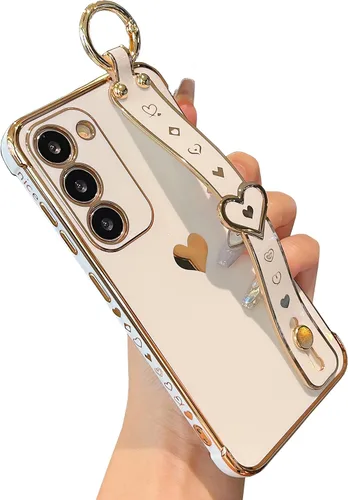 Miniatura 7 de DEFBSC Funda compatible con Samsung Galaxy S23, con borde galvanizado con correa para la muñeca, protección completa de la cámara, esquinas