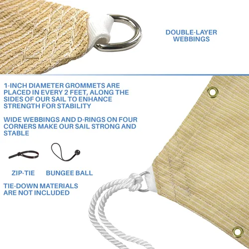 Miniatura 5 de E&K Sunrise - Toldo parasol de 5 x 22 pies, borde recto, 240 GSM, con ojales de anillo en D, bloqueo UV, para exteriores, pérgola, jardín, patio