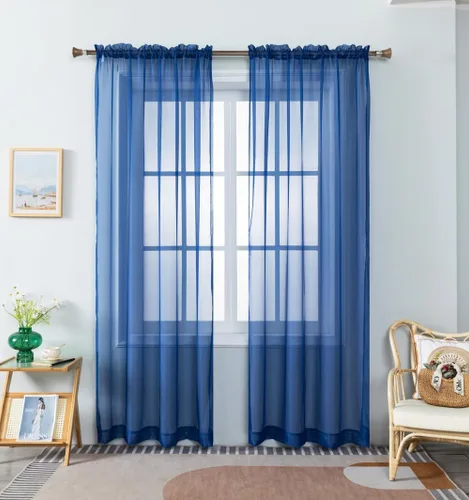 Miniatura 40 de WPM - Cortinas traslúcidas de gasa transparente con bolsillo para barra, 2 paneles de cortinas traslúcidas para dormitorio, cocina, sala de estar