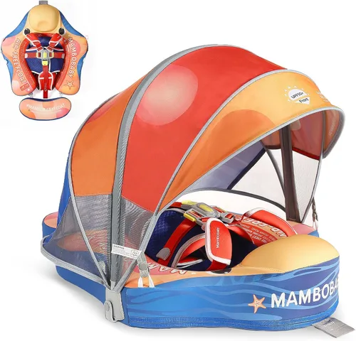 Miniatura 10 de Mambobaby Flotador de piscina para bebé con toldo, flotadores infantiles no inflables con cola sólida, suave, impermeable, agradable a la piel