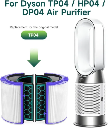 Miniatura 2 de Paquete de 2 filtros TP04 de repuesto compatibles con purificador de aire Dyson TP04 / HP04 / DP04, filtro de carbono de alta eficiencia de vidrio