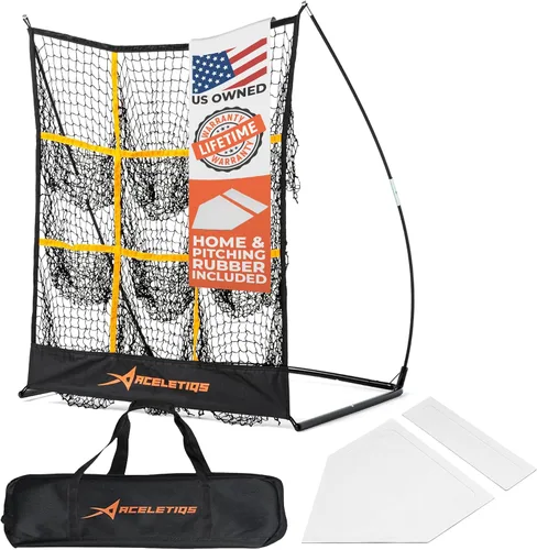 Miniatura 9 de Red de béisbol de lanzamiento con 9 objetivos, diseño flexible para portabilidad, equipo de entrenamiento de softbol para jóvenes y adultos, bolsa
