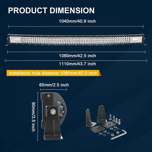 Miniatura 2 de Willpower - Barra de luz LED curvada de 42 pulgadas 540 W de triple fila para Jeep Truck Car ATV SUV 4X4 4WD Camión conducción lámpara