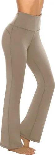 AFITNE - Pantalones de yoga con corte de bota con bolsillos para mujer de talle alto pantalones de yoga para entrenamiento con control de abdomen