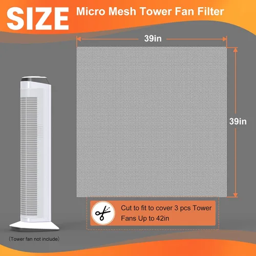 Miniatura 2 de GCGOODS Filtro de aire para ventilador de torre, filtros de ventilador de torre de flujo de aire fácil, filtro de aire lavable y cortable