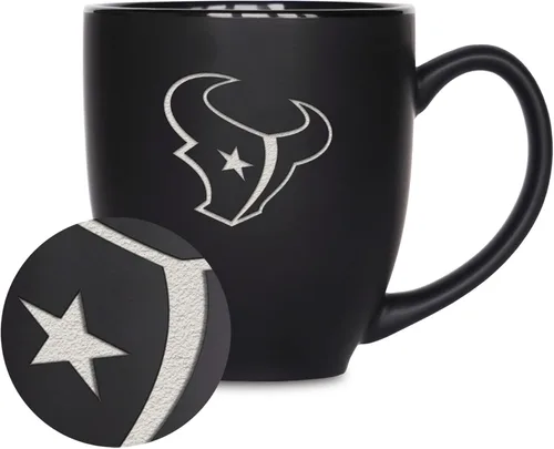 Miniatura 8 de Rico Industries Taza Bistro Mate Negra de Fútbol Americano NFL de 15 onzas - Para Bebidas Calientes o Frías - Logotipo del Equipo Grabado para una