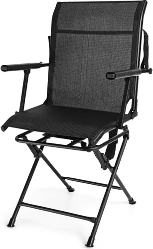 Miniatura 10 de Tangkula Silla giratoria de caza de 360 grados, sillas ciegas con reposabrazos y respaldo de malla, sillas de caza plegables con almohadillas Marrón