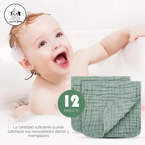 Miniatura 5 de Spotted Play Paños de muselina para eructos, 100% algodón, grandes, 20''x10'', extra suaves y absorbentes, paños de lavado para bebés, trapos