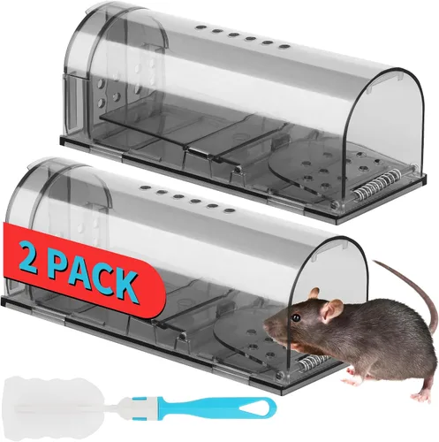 Miniatura 15 de LULUCATCH Trampas humanas para ratones, paquete de 2 trampas para ratones vivos, trampas para ratones de liberación de captura para interiores