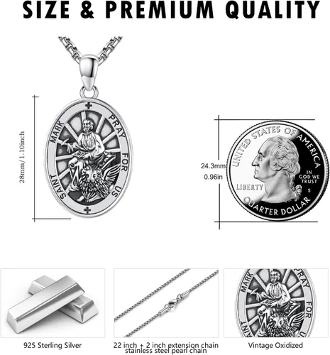 Miniatura 418 de Collar de plata de ley 925 con medalla de San Patrón, colgante de protección católica, amuleto, joyería religiosa para hombres y mujeres