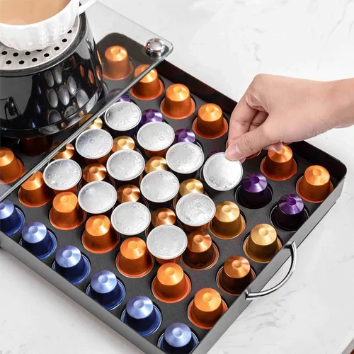 Miniatura 2 de ZCDCP Soporte para cápsulas de café, cajón original Nepresso de cristal templado, organizador de almacenamiento de cápsulas originales Nespresso 42