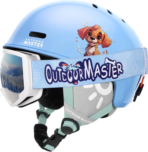 Miniatura 13 de OutdoorMaster - Juego de casco y gafas de esquí para niños, casco de snowboard, carcasa de PC duradera y espuma EPS, casco de nieve con 12 Blanco