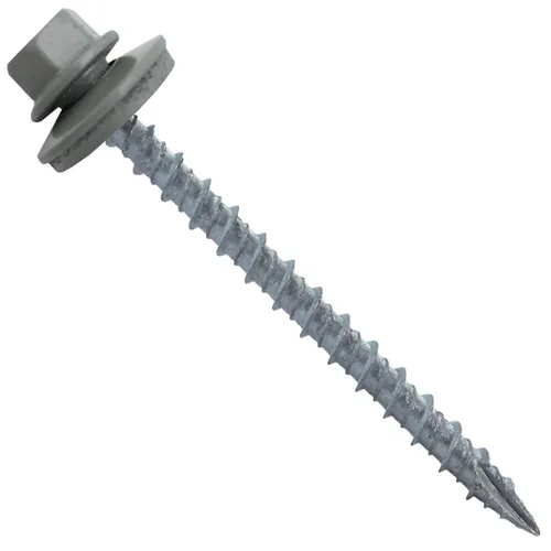 Miniatura 66 de 10 tornillos para techos de metal gris ABC de 2-1/2 pulgadas, cabezal de arandela hexagonal, arranque automático/roscado, arandela EPDM. 1 bolsa