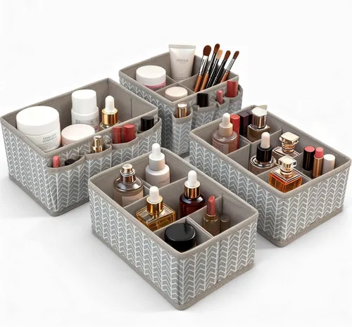 Miniatura 13 de Contenedores de almacenamiento de cosméticos, organizador de maquillaje, caja de almacenamiento multifunción ajustable, divisor de cajón