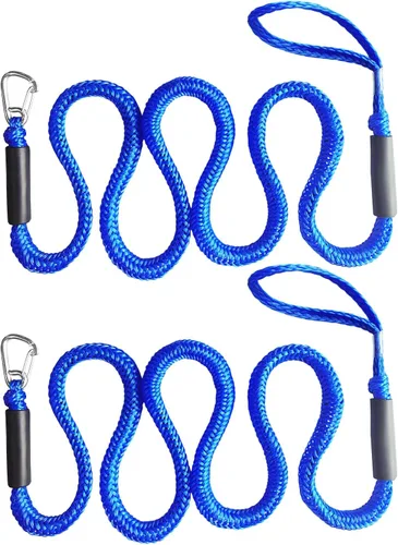Miniatura 14 de Líneas de muelle elásticas para barcos de 4 pies, cuerda de ancla elástica resistente con ganchos, líneas de muelle seguras, amarres para jet ski