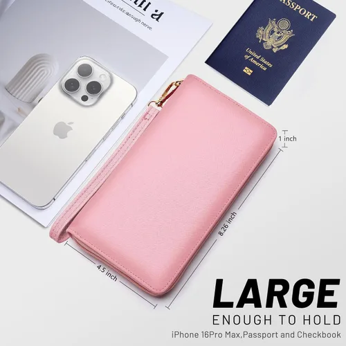 Miniatura 64 de Chelmon - Monedero para mujer de cuero genuino con bloqueo de señal RFID, para tarjetas de crédito