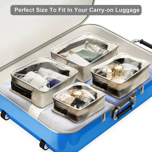 Miniatura 7 de 4 bolsas de maquillaje transparentes con cremallera, bolsa de cosméticos de maquillaje para mujeres y hombres, bolsa de maquillaje para viajes