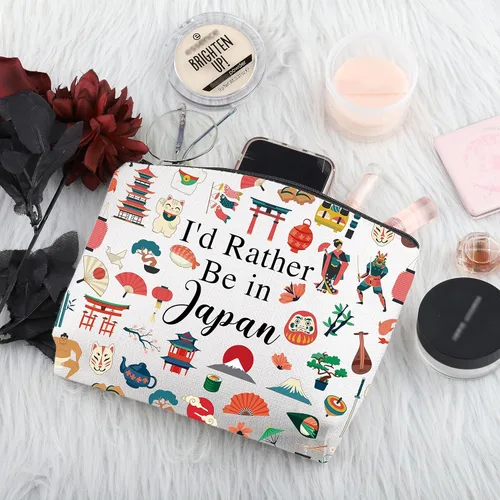 Miniatura 4 de PWHAOO Japón Travel Travel Gift I'd Rather Be in Japan Makeup Bag Japón Viaje Vacaciones Cosméticos Bolsa Japón Souvenir Gift, Más bien estar