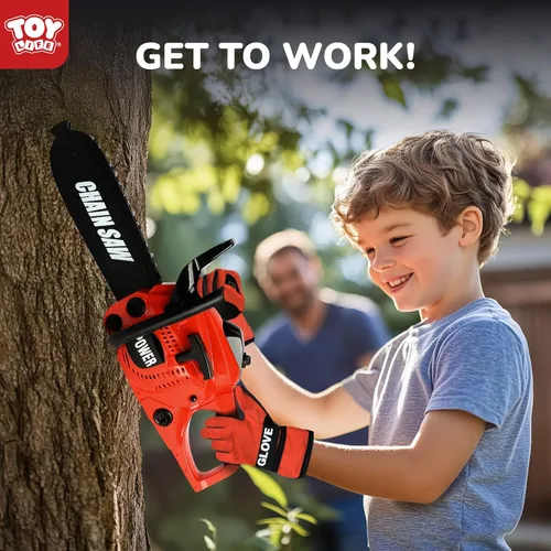 Miniatura 2 de TOY Life Juego de herramientas de juguete con motosierra eléctrica para niños con guantes, juego de herramientas para niños, juego de simulación