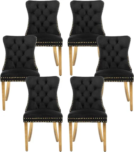 Miniatura 90 de Silla de comedor copetuda moderna de terciopelo para comedor, sillas de comedor tapizadas con remache de clavo, anillo trasero para cocina, comedor