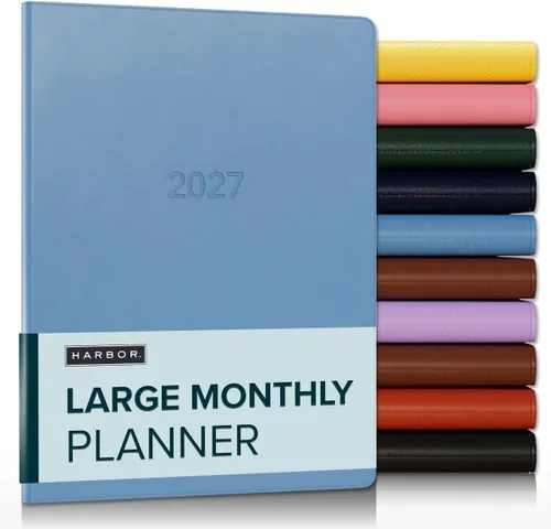 Miniatura 15 de Harbor Agenda mensual grande 2025-2026, calendario y cuaderno, piel sintética duradera, 14 meses, 96 páginas, tapa suave y ligera, flor de orquídea