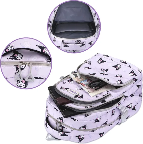Miniatura 5 de Roffatide Anime Kuromi - Mochila casual de gran capacidad con estampado de anime para portátil, mochila para viajes, senderismo, mochila