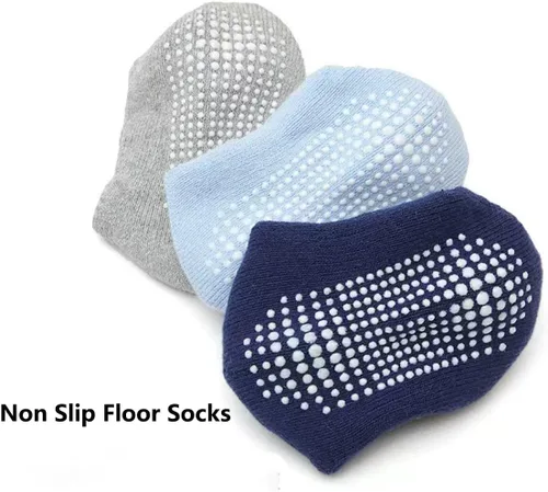 Miniatura 6 de XuoAz Calcetines de bebé con agarres para niños y niñas, calcetines antideslizantes con agarres, 6 pares