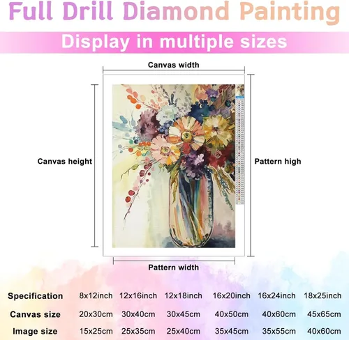 Miniatura 5 de CoHraeu Kits de pintura artística de diamantes de flores para adultos, pinturas de puntos de diamante de perforación completa para principiantes
