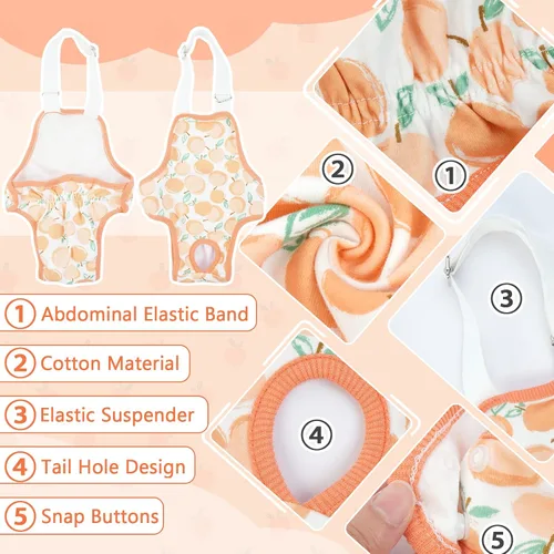 Miniatura 3 de QBLEEV Pañales para perras para hembra, lavables, sanitarios, con tirantes ajustables, pañales reutilizables para perros machos en celo, lindas