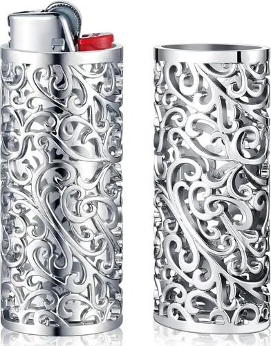 Miniatura 16 de Threlaco Paquete de 2 fundas de metal vintage para encendedor, con grabado arábigo vintage, funda protectora reutilizable, regalo ideal para padre