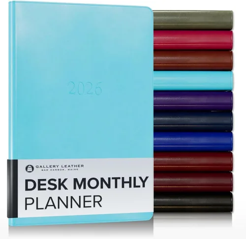 Miniatura 59 de Gallery Leather Agenda Mensual Grande 2025-2026, Elegantemente Encuadernada Planificador de Calendario y Cuaderno con Elegantes Bordes Dorados, 18