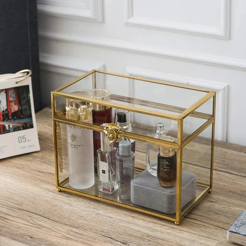 Miniatura 5 de Smart Wyche Caja de cristal grande para tarjetas de boda con cerradura para escultura de joyería cosmética, mini jardín, resistente, 10 pulgadas