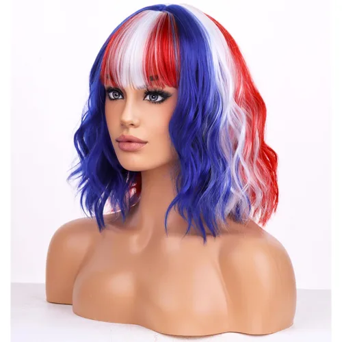 Miniatura 9 de BERON Pelucas cortas verdes para mujer, peluca rizada ondulada con flequillo para niñas, pelucas de cabello de color verde aguacate, peluca