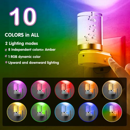 Miniatura 3 de Luz nocturna L LOHAS LED, luces nocturnas que se enchufan en la pared, luz nocturna RGB que cambia de color con sensor de atardecer a amanecer, luz