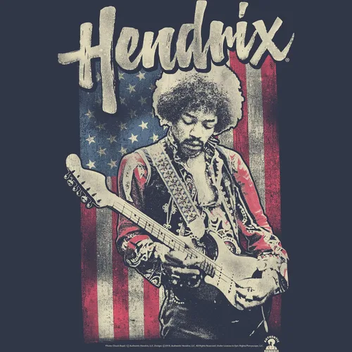 Miniatura 2 de Jimi Hendrix 1960's Psychedelic Musical Icon USA Flag Camiseta desgastada