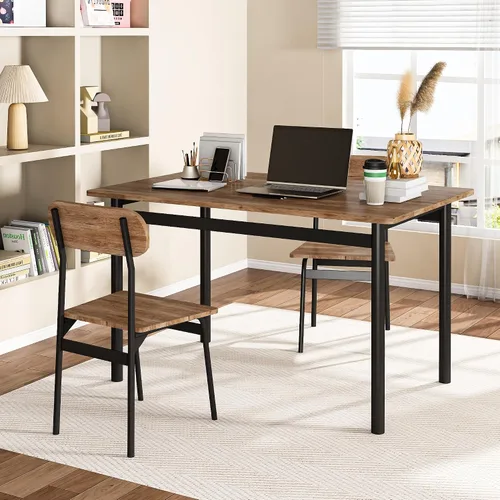 Miniatura 6 de furlinkhm Juego de mesa de comedor de cocina para 4, moderno juego de mesa y sillas de comedor rectangulares de 5 piezas, juego de mesa de metal