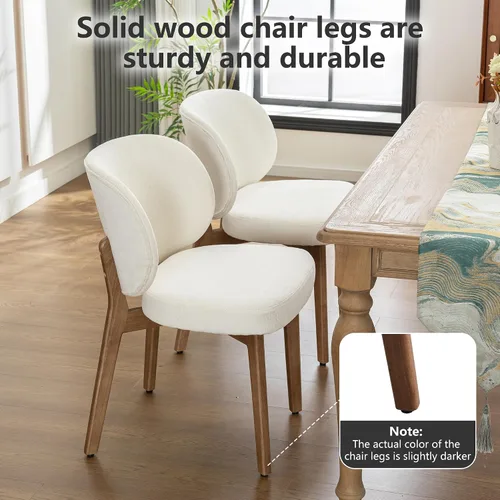 Miniatura 4 de YOUNIKE Silla de comedor con respaldo alto, silla única de cocina estilo moderno de mediados de siglo, silla acentuada sin brazos de tela bouclé