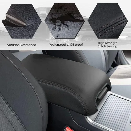 Miniatura 3 de sportuli Funda de cuero antiarañazos para reposabrazos de repuesto para Dodge Charger Chrysler 300 300C 2011-2023 2024 (costuras negras)
