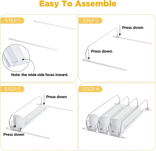 Miniatura 6 de OTraki Organizador de bebidas para refrigerador, dispensador de bebidas de 3 filas para refrigerador, dispensador de soportes de latas de ahorro