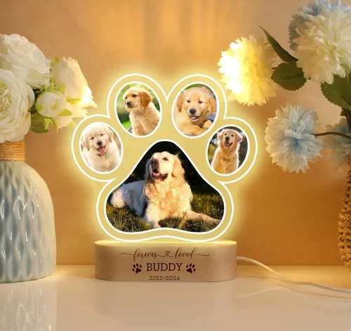 Miniatura 5 de LOVELYPOD Luz nocturna personalizada con foto de perro, regalo conmemorativo para perros, placa conmemorativa para mascotas, regalo de foto