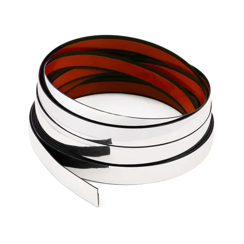 Moldura Metálica Plateada Flexible de PVC Decorativa Cinta para Borde de Espejo Autoadhesiva Vibrante Brillante como Espejo Moldura Decorativa para