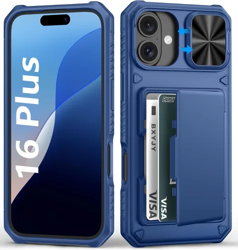 Miniatura 45 de BXYJY Funda tipo cartera para iPhone 15 Pro con tarjetero (4-5 tarjetas) y cubierta deslizante para cámara y soporte, protección contra caídas