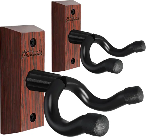 Miniatura 8 de Onmiwod Soporte de pared para guitarra, paquete de 2 unidades, colgador de guitarra de madera dura de ceniza, soporte de pared para guitarra