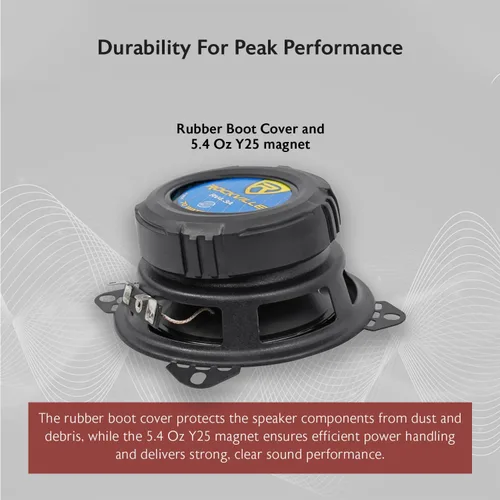 Miniatura 7 de Rockville RV4.3A - Altavoces de coche de 3 vías de 4 pulgadas, 500 W, 4 ohmios, woofer de polipropileno, envolvente de goma de butilo, con rejillas