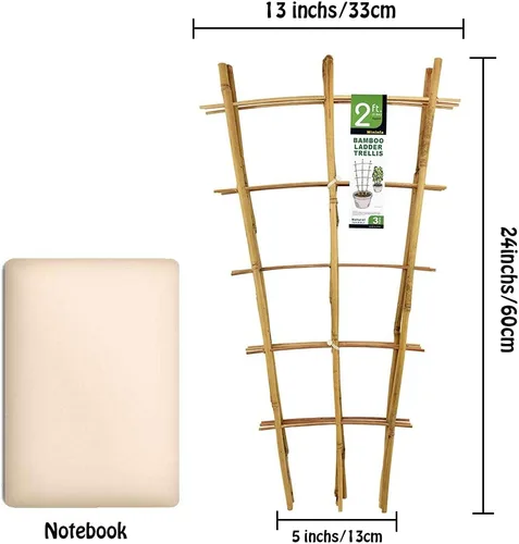 Miniatura 6 de Mininfa - Enrejado de bambú natural de 24 pulgadas de alto, escalera de jardín, planta para plantas trepadoras, verduras, macetas, paquete de 3