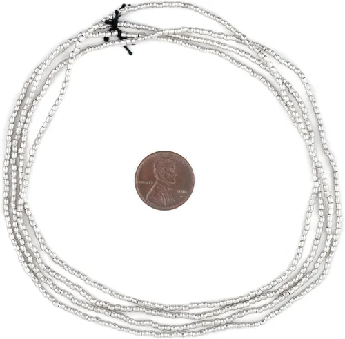 Miniatura 2 de The Bead Chest Cuentas ovaladas pequeñas de plata brillante (0.079 in)